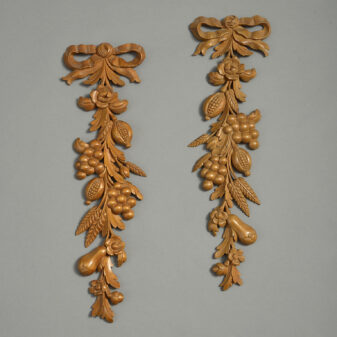 Pair of Carved Wooden Drops