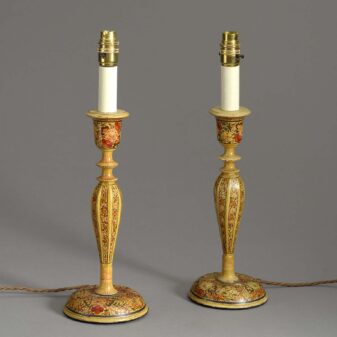 Pair of kashmiri lacquer lamps