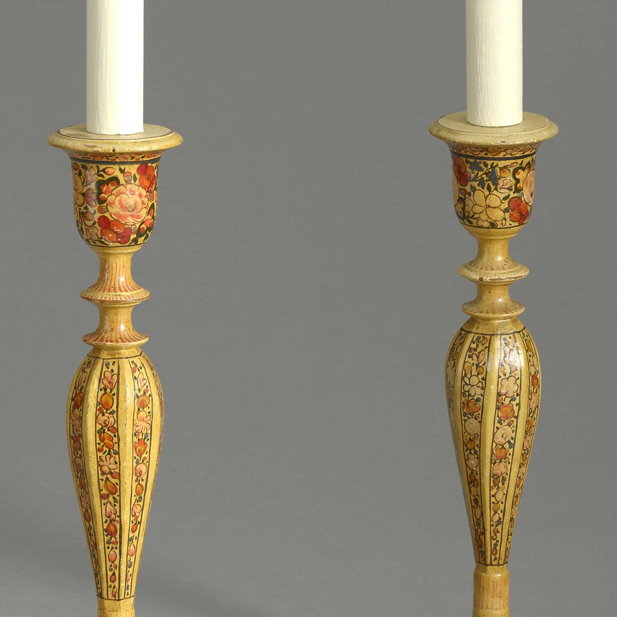Pair of kashmiri lacquer lamps