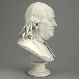 19th century plaster bust depicting benjamin franklin