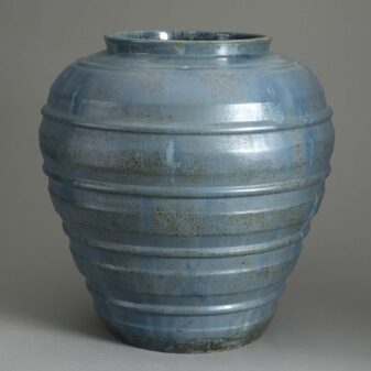 Large scale blue glazed ceramic jar