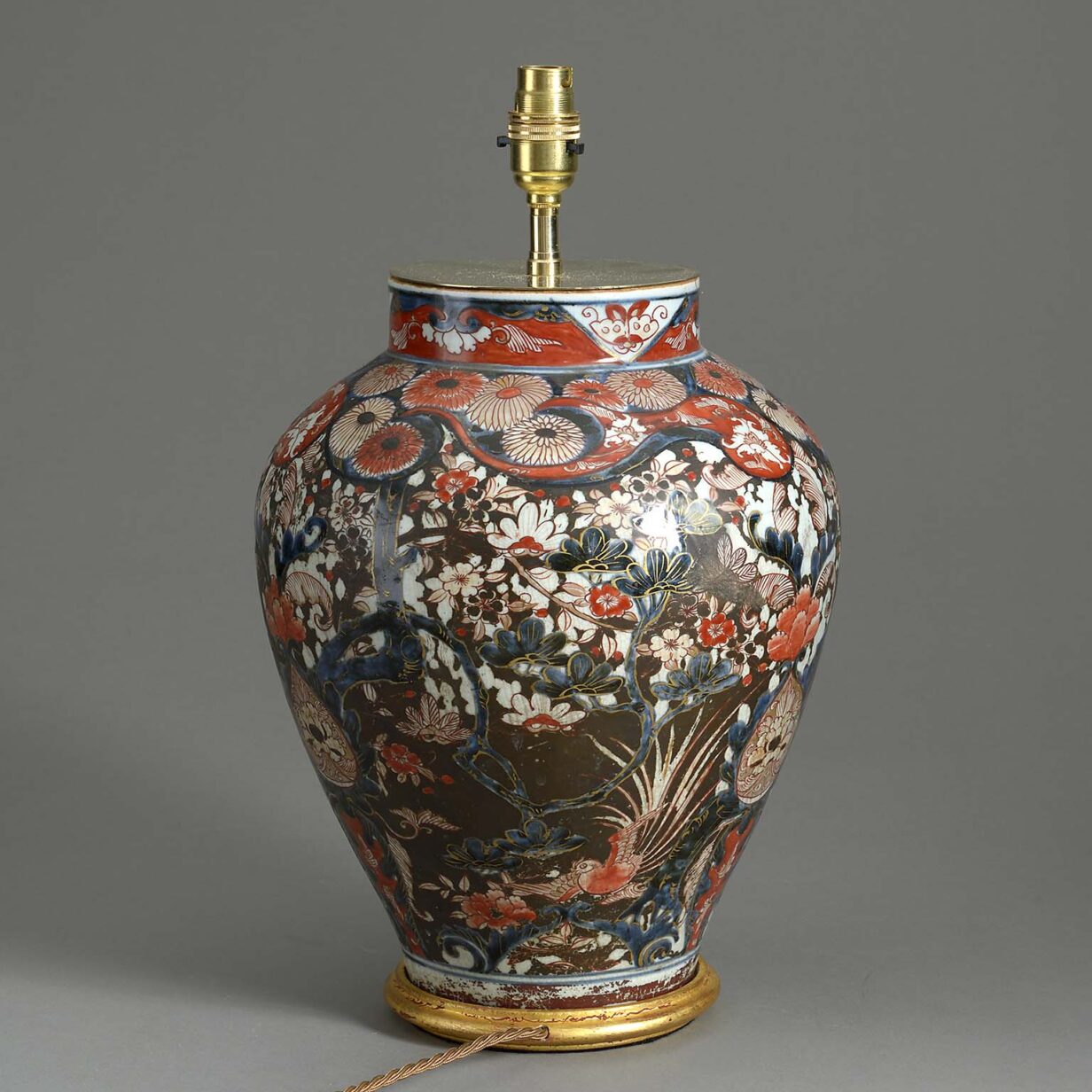 Late 17th century imari porcelain vase lamp