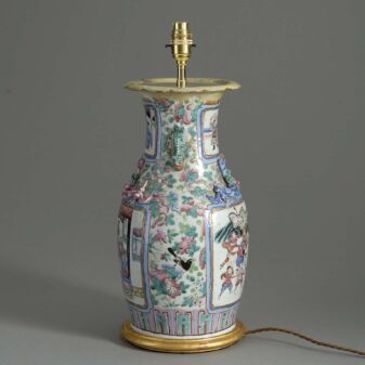19th century qing dynasty chinese export famille rose porcelain vase lamp