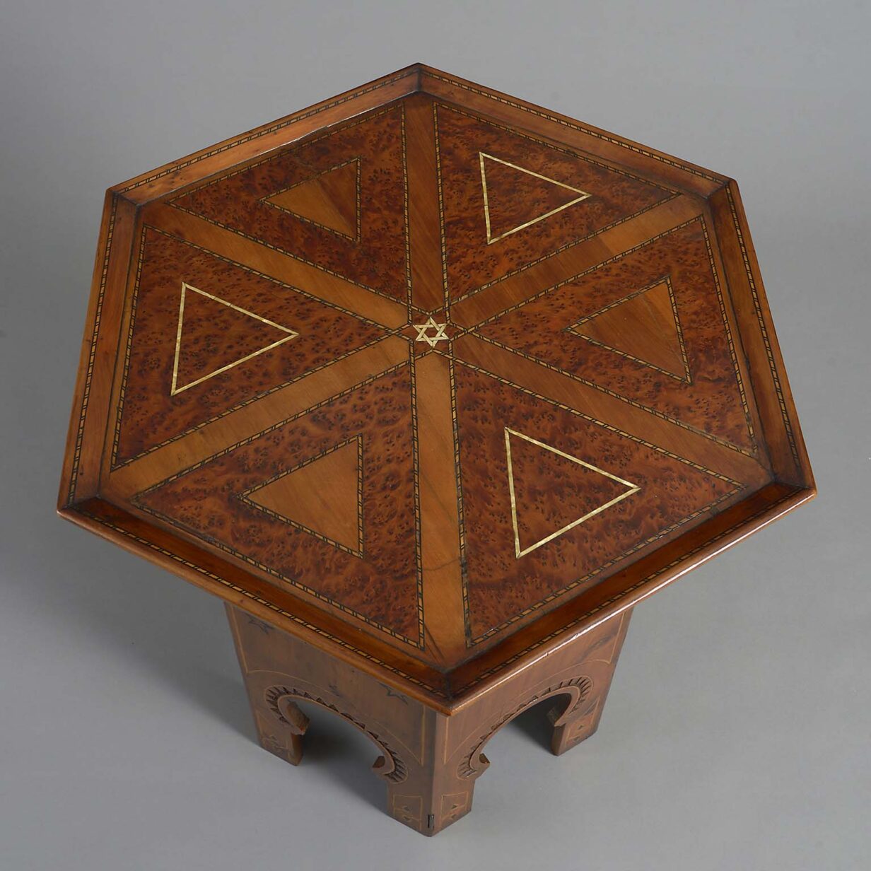 19th century inlaid yew wood low table