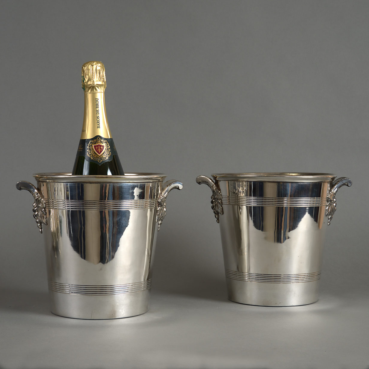 Pair of early 20th century silver-plated champagne wine coolers