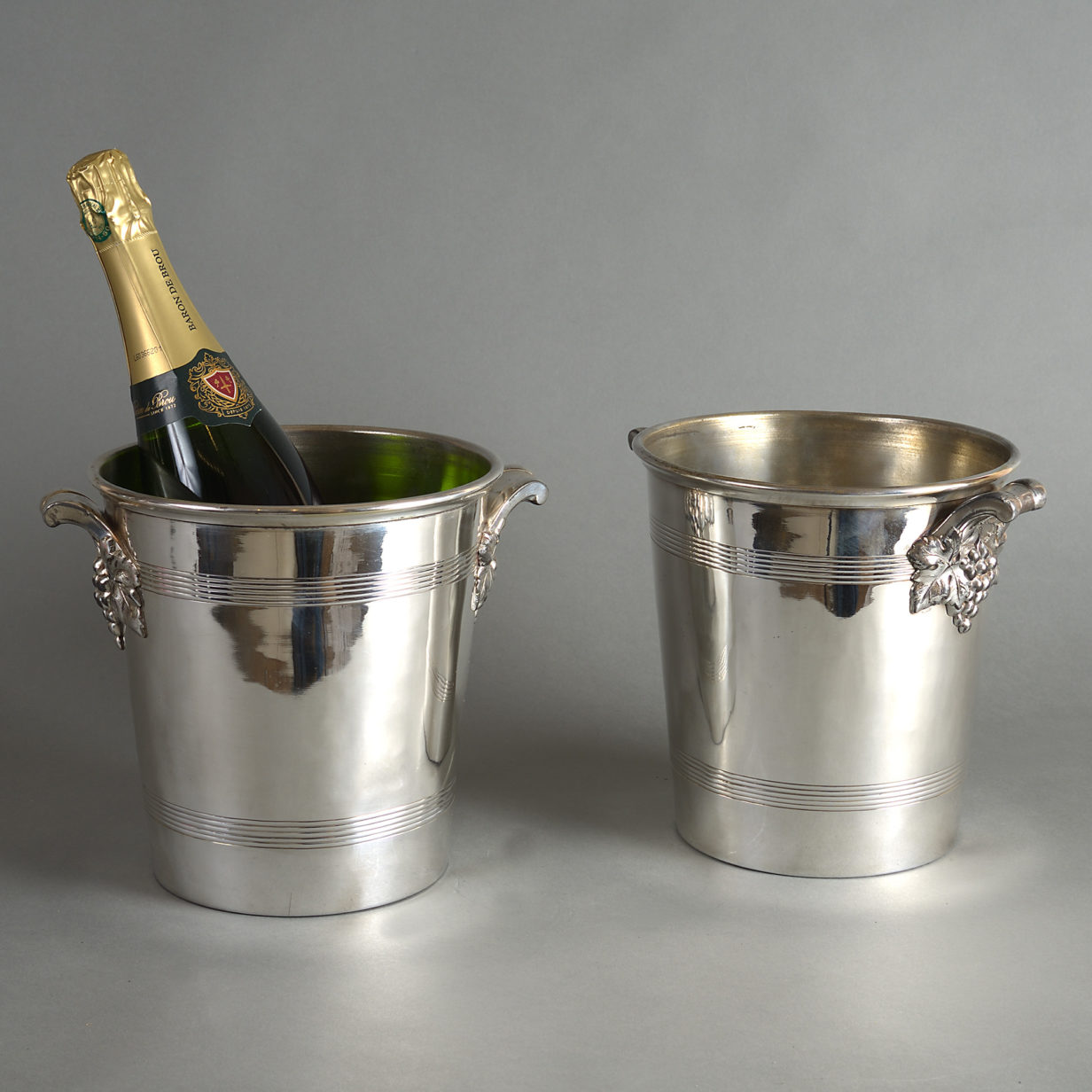 Pair of early 20th century silver-plated champagne wine coolers