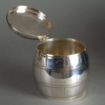 19th century elkington silver plate tobacco or biscuit barrel