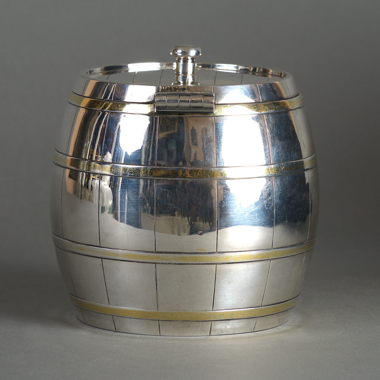 19th century elkington silver plate tobacco or biscuit barrel