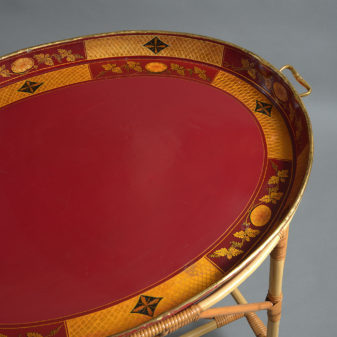 19th century gustavian tole tray on a bamboo stand