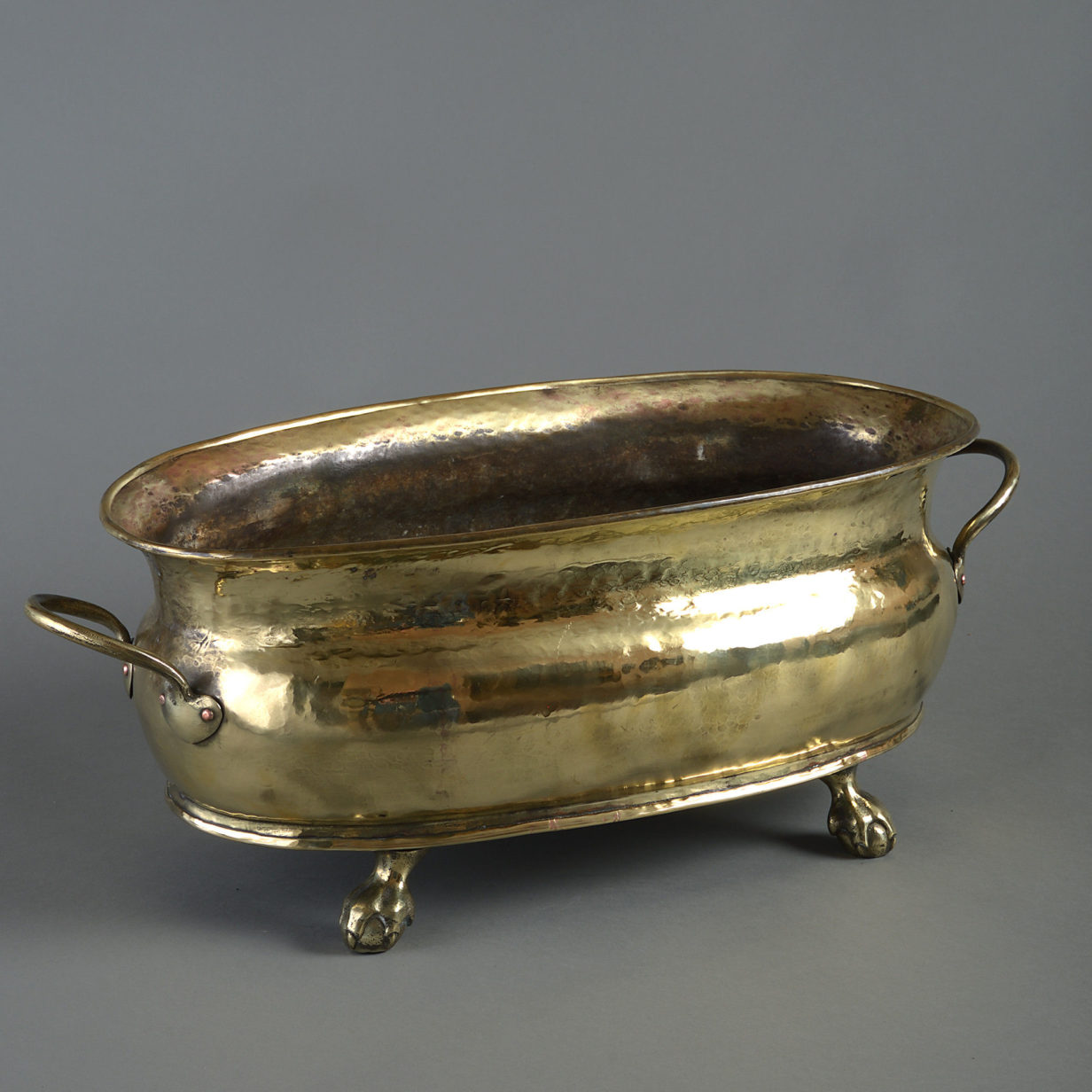 19th century brass oval planter or jardiniere