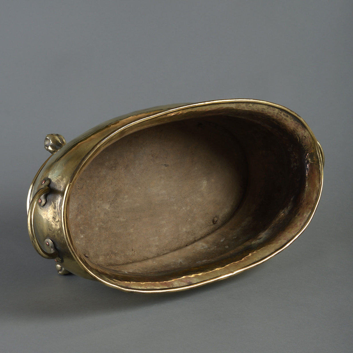 19th century brass oval planter or jardiniere