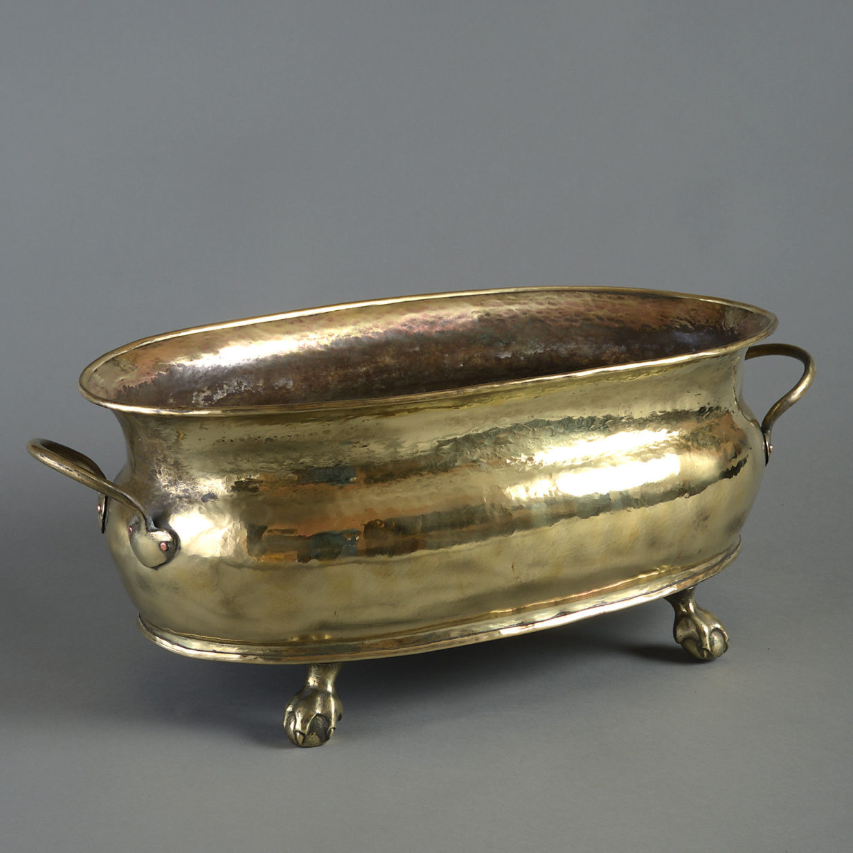 19th century brass oval planter or jardiniere