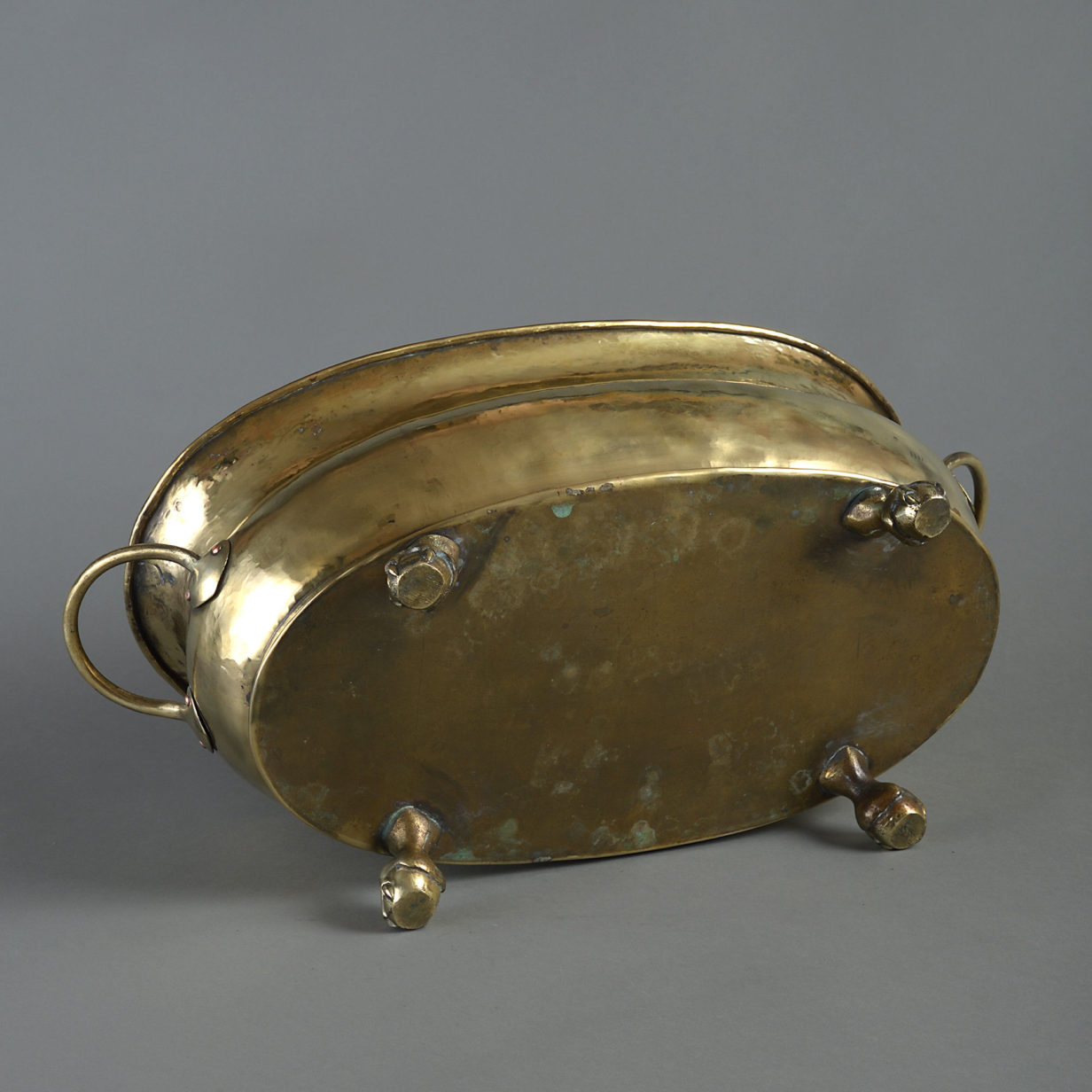 19th century brass oval planter or jardiniere