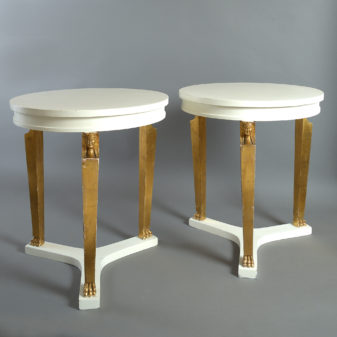 Mid-20th century pair of neo-classical circular end tables