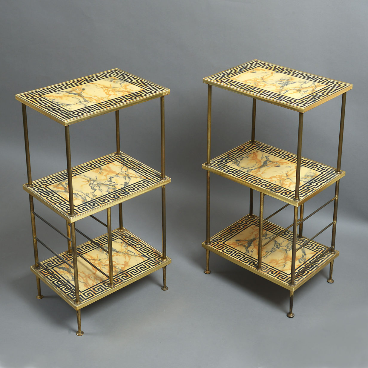 20th century pair of neoclassical 3-tier etagères