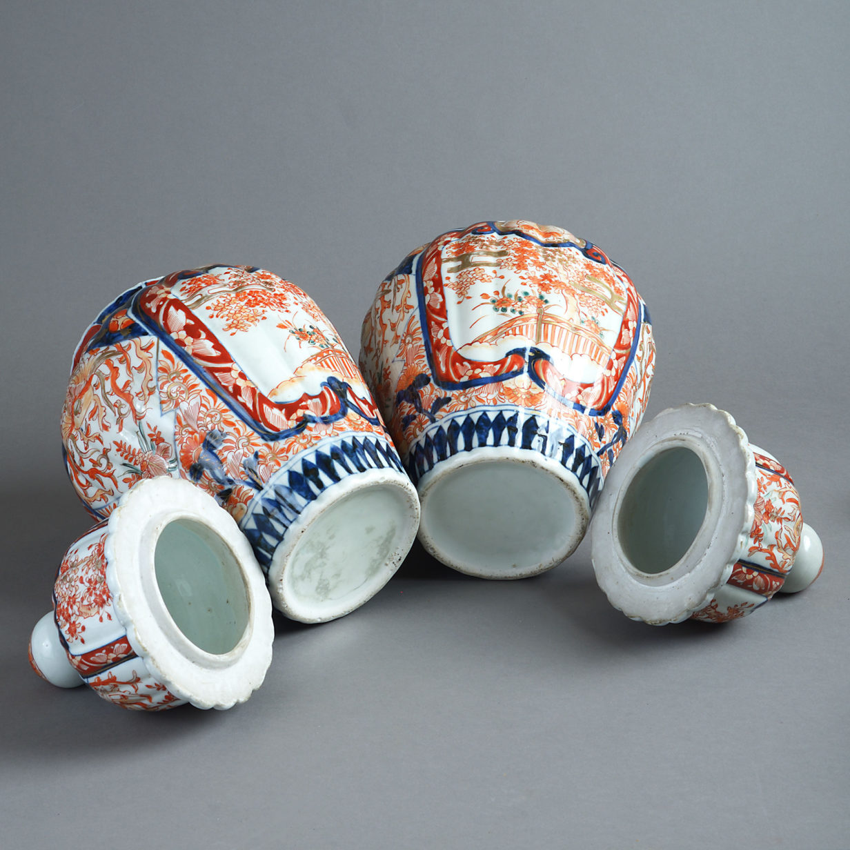 19th century pair of imari vases and covers