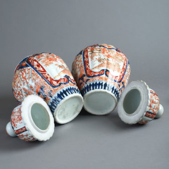 19th century pair of imari vases and covers