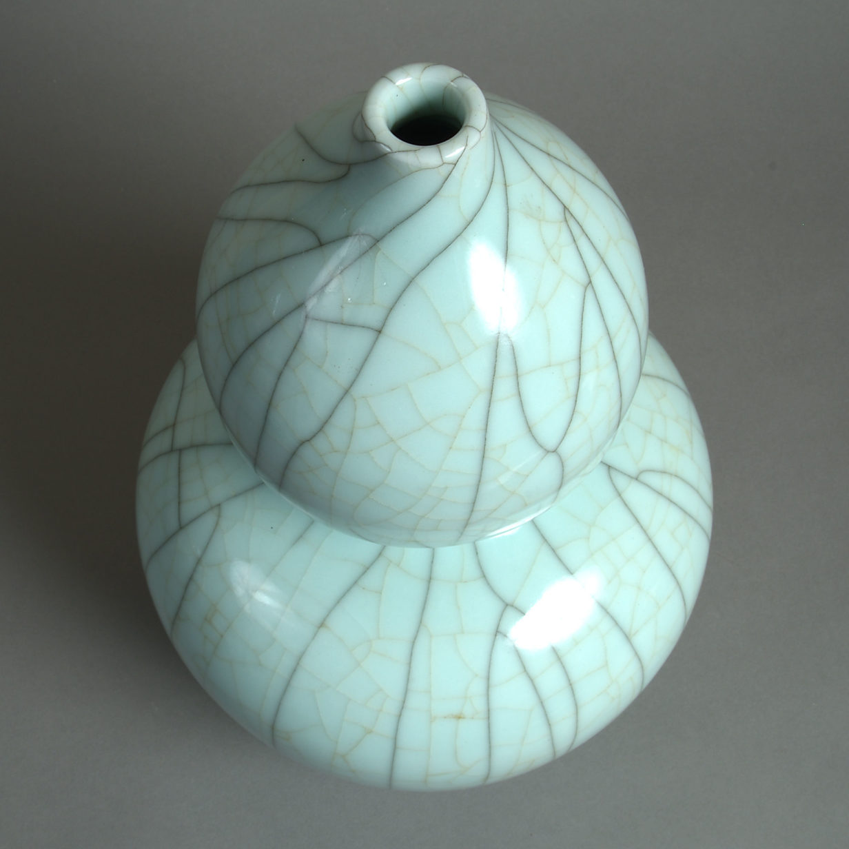 19th century celadon crackle glazed porcelain gourd vase