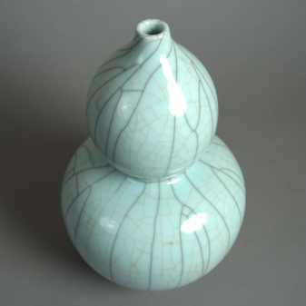 19th century celadon crackle glazed porcelain gourd vase