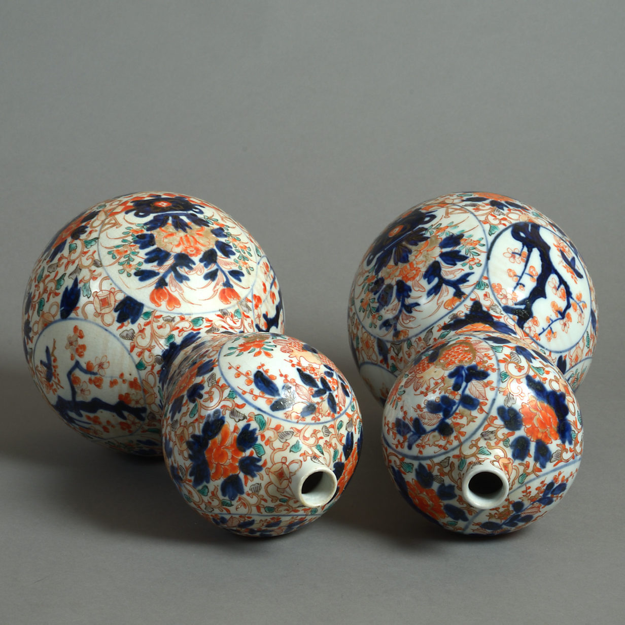 19th century pair of imari gourd vases