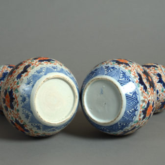 19th century pair of imari gourd vases