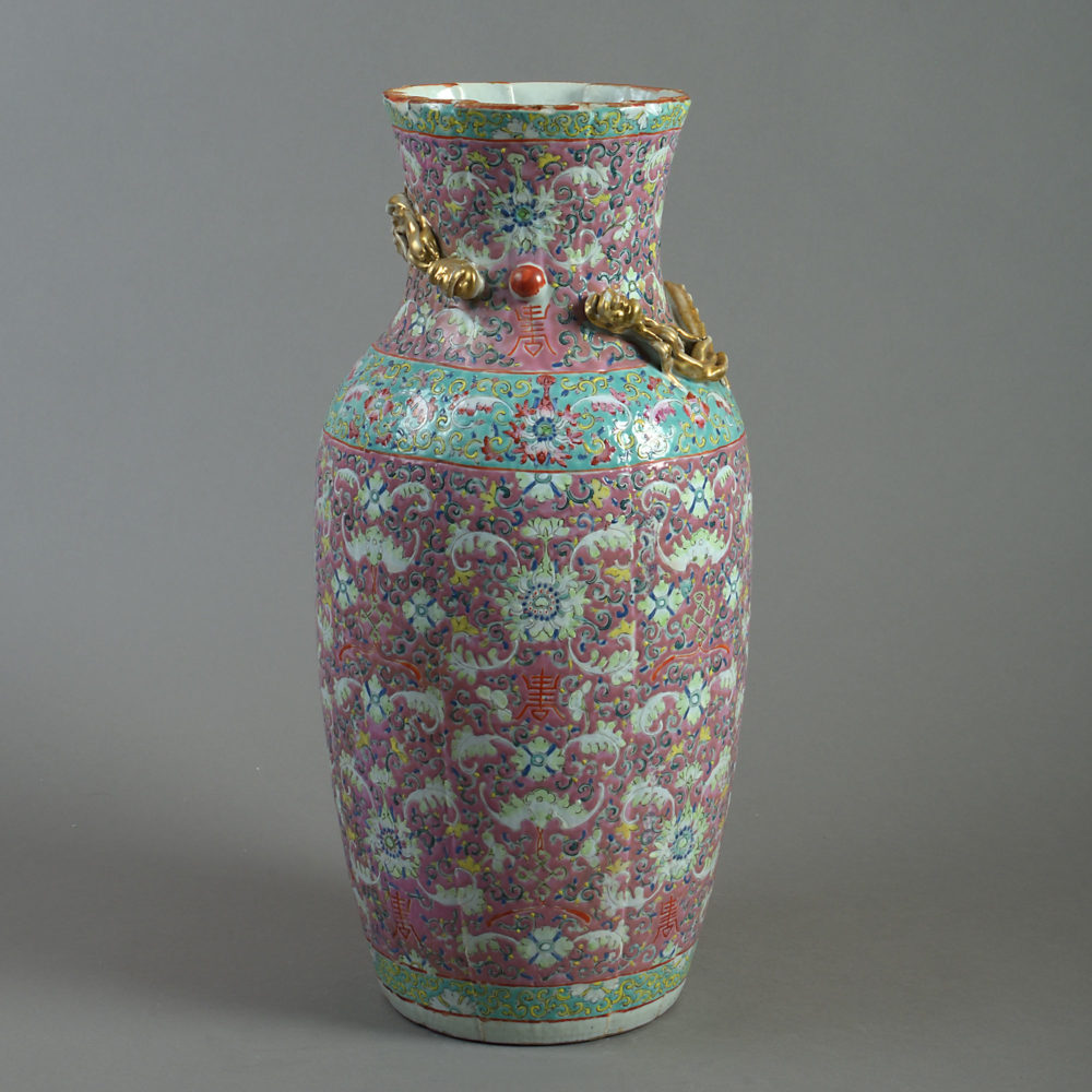 19th Century Famille Rose Pink Ground Vase | Timothy Langston Fine Art ...