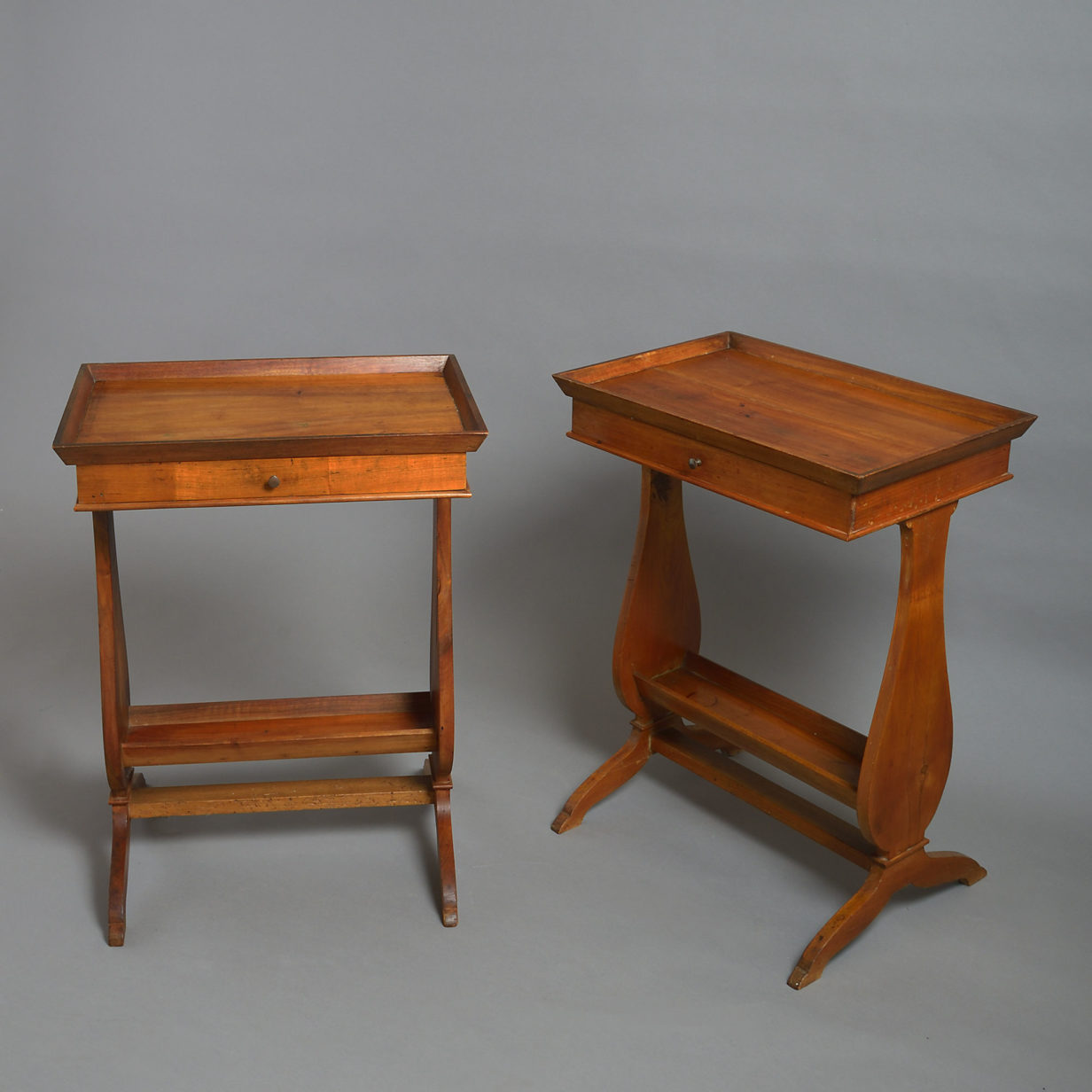 Early 20th century pair of walnut bedside tables or end tables