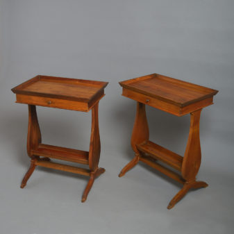 Early 20th century pair of walnut bedside tables or end tables