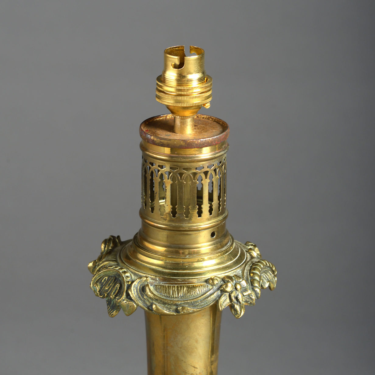 Pair of 19th century brass table lamps