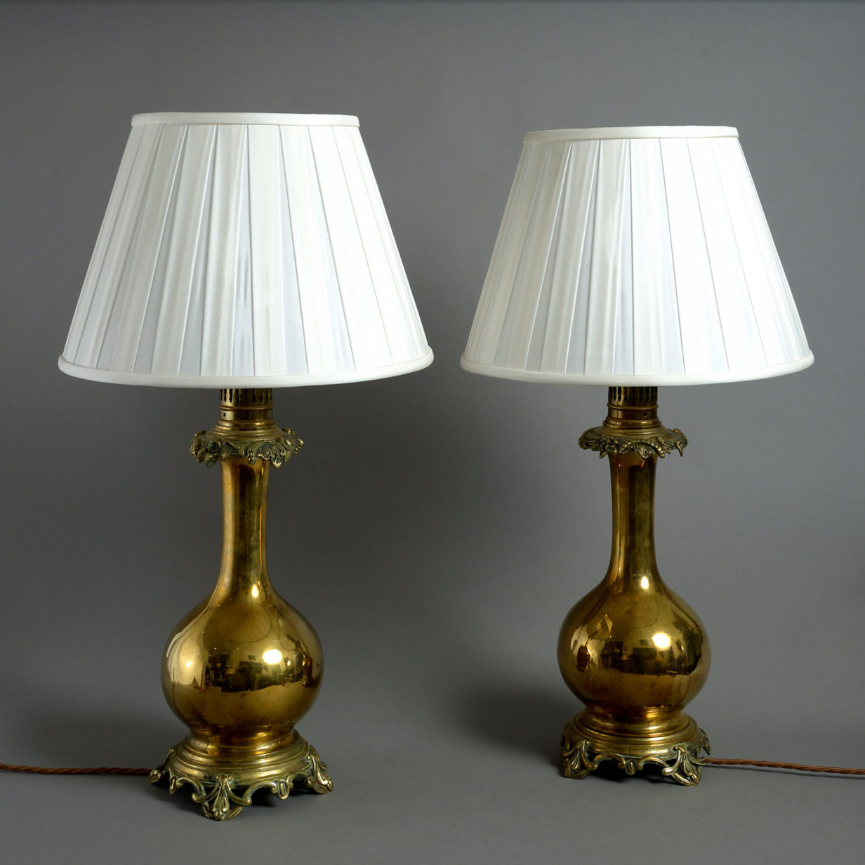 Pair of 19th century brass table lamps