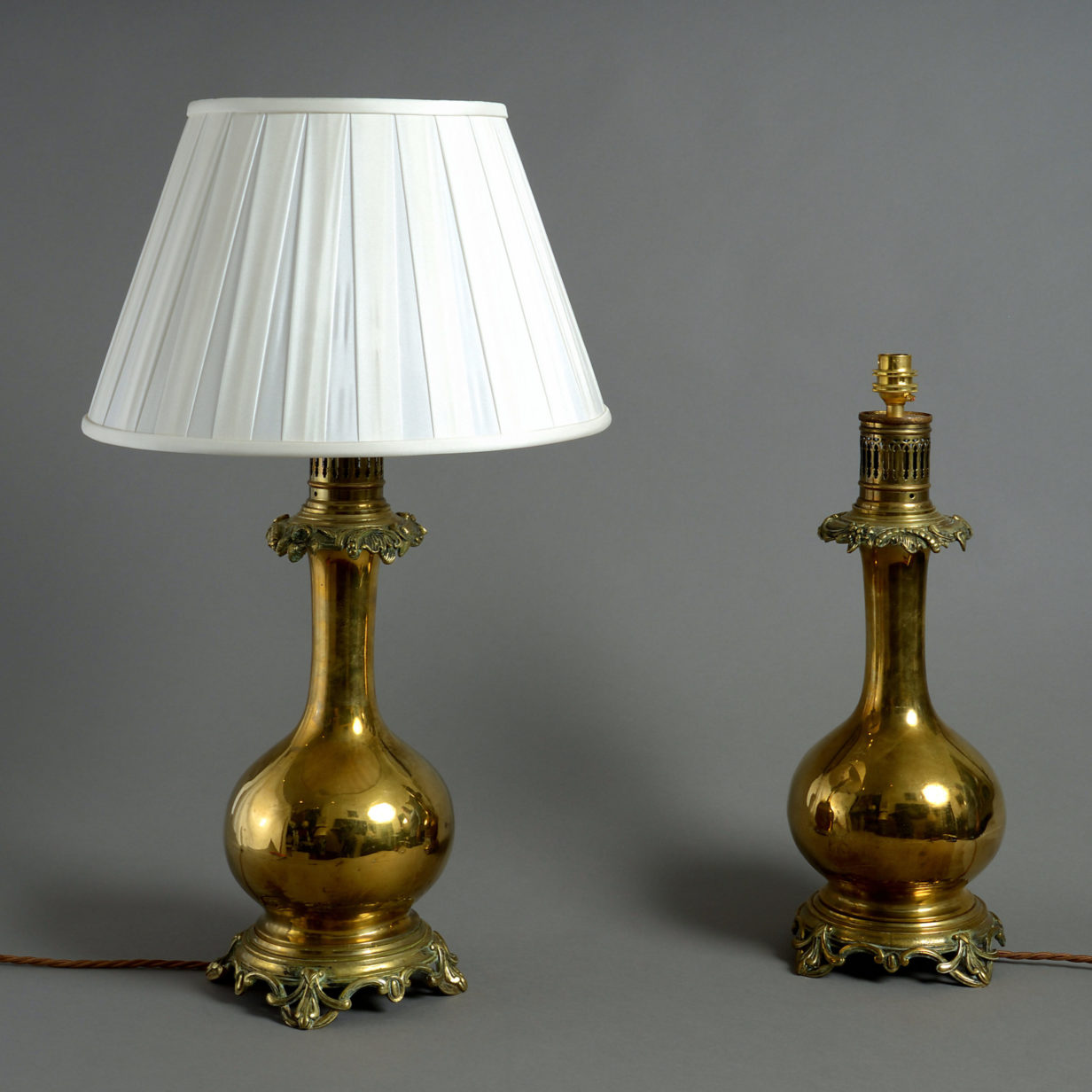 Pair of 19th century brass table lamps