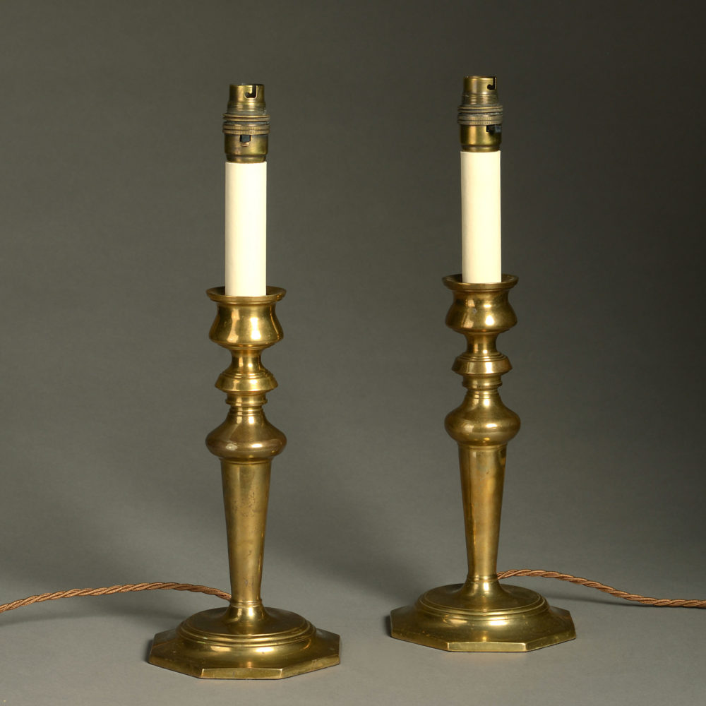 A Pair Of Brass Candlestick Lamps | Timothy Langston Fine Art & Antiques