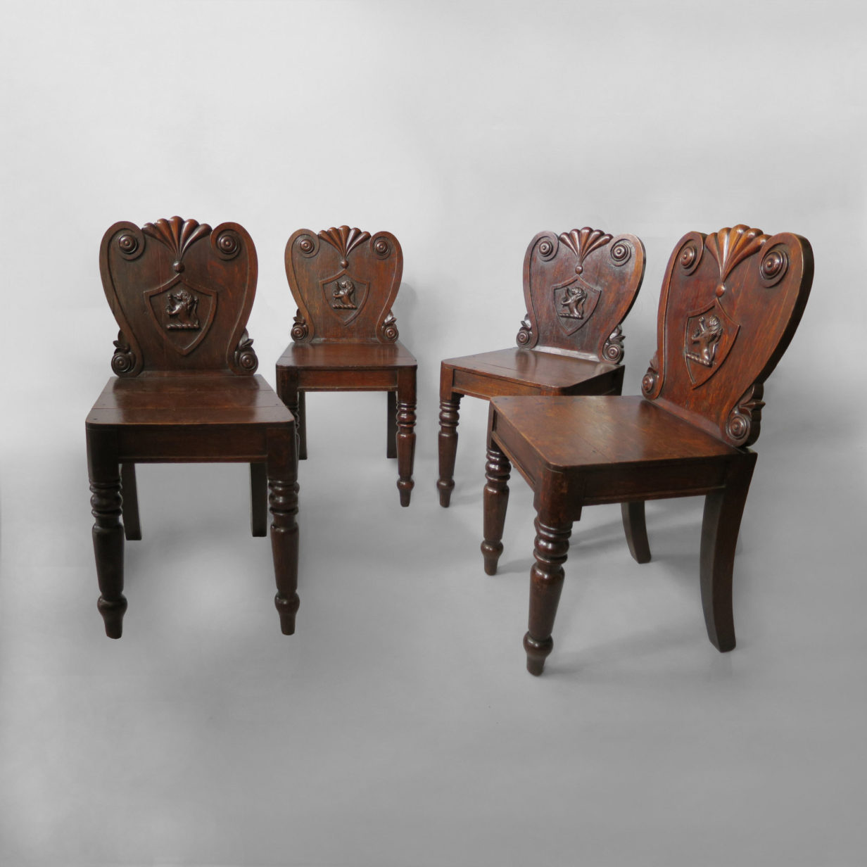 A set of four hall chairs