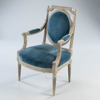 A pair of painted louis xvi style fauteuils