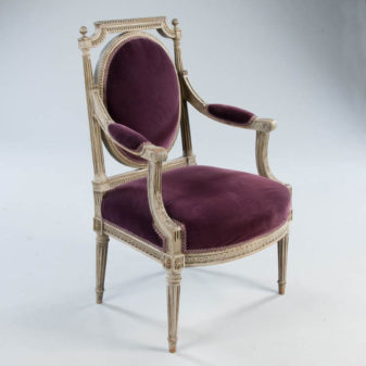 A pair of painted louis xvi style fauteuils