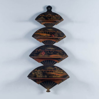 A set of japanese lacquer hanging shelves