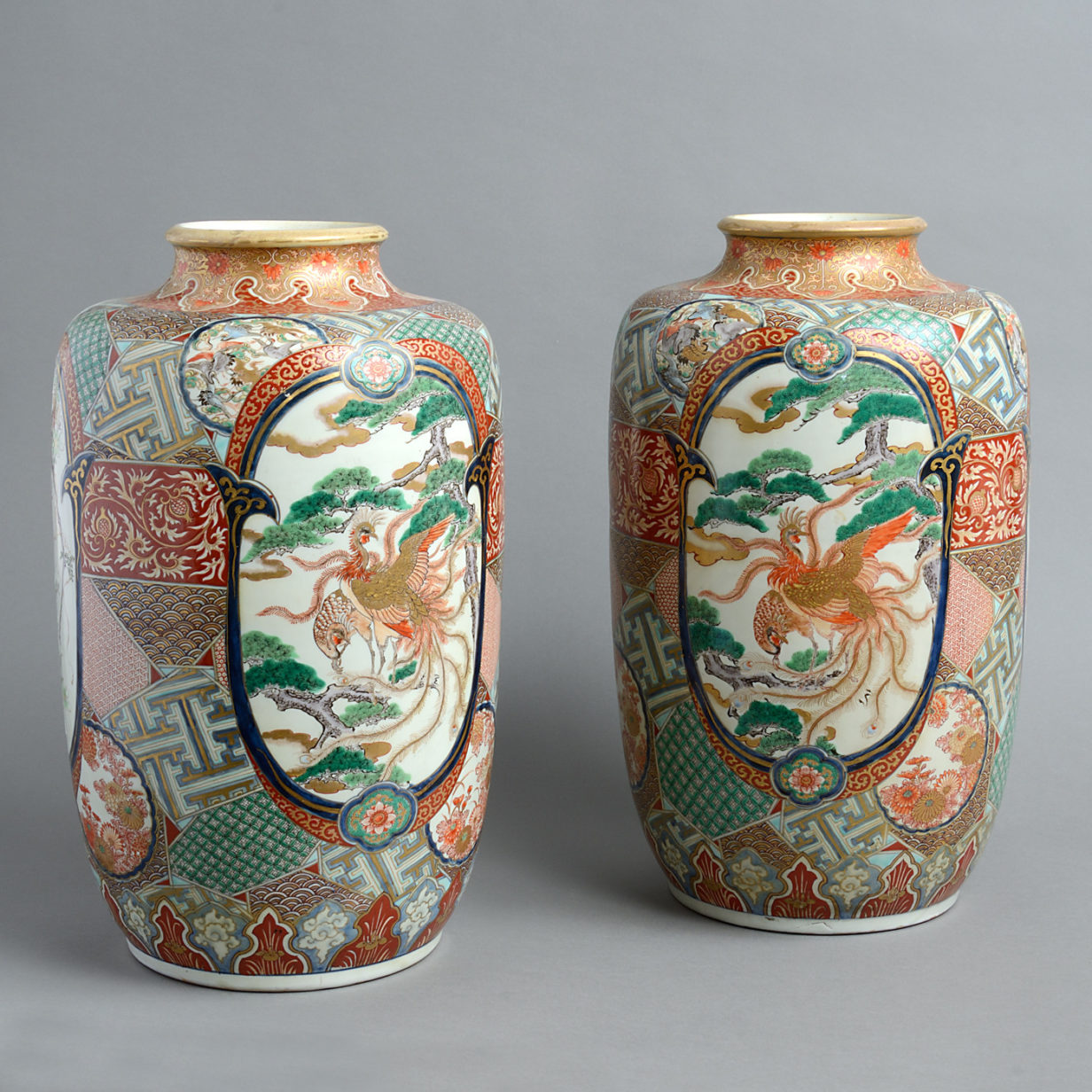 A pair of large 19th century imari vases