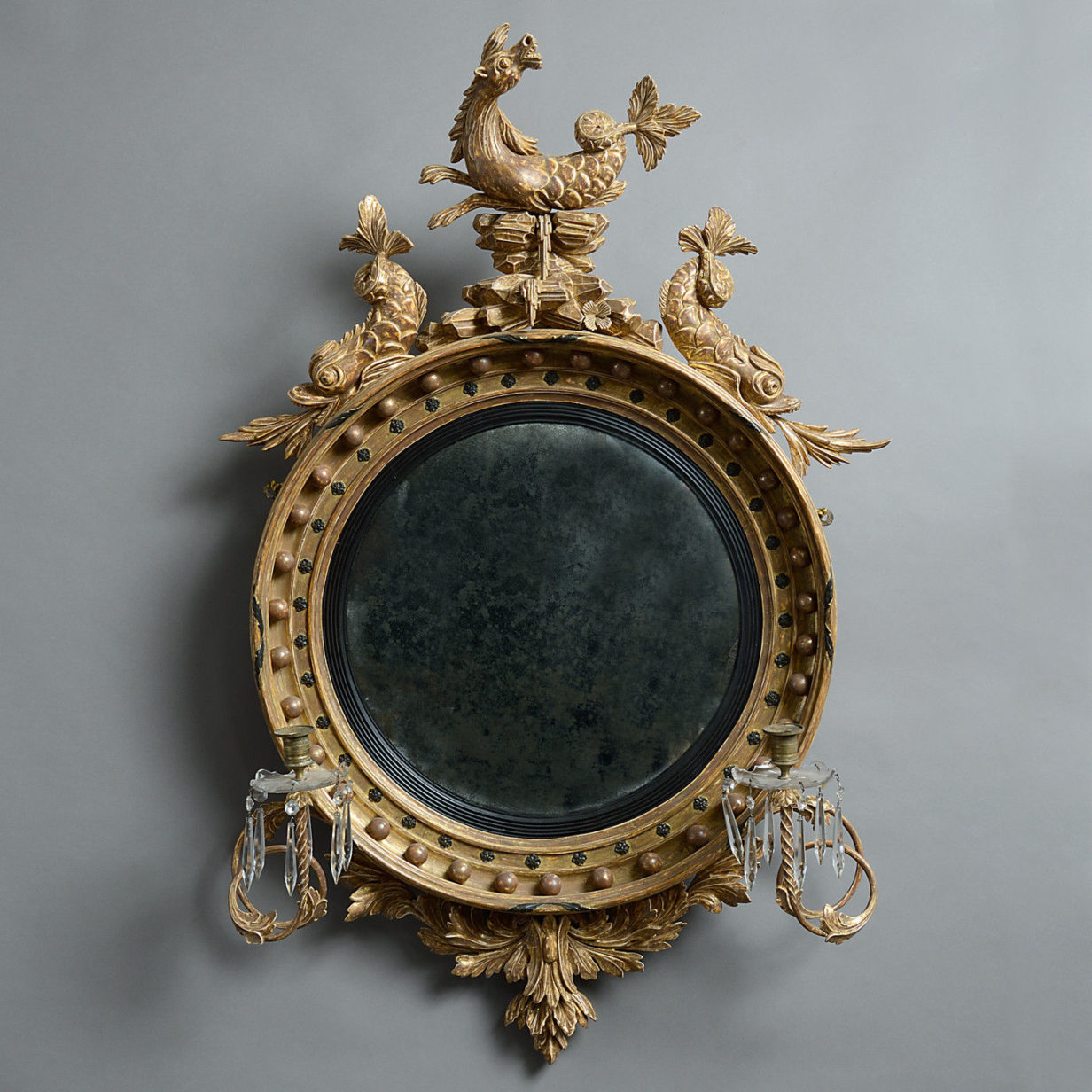 A fine early 19th century convex mirror