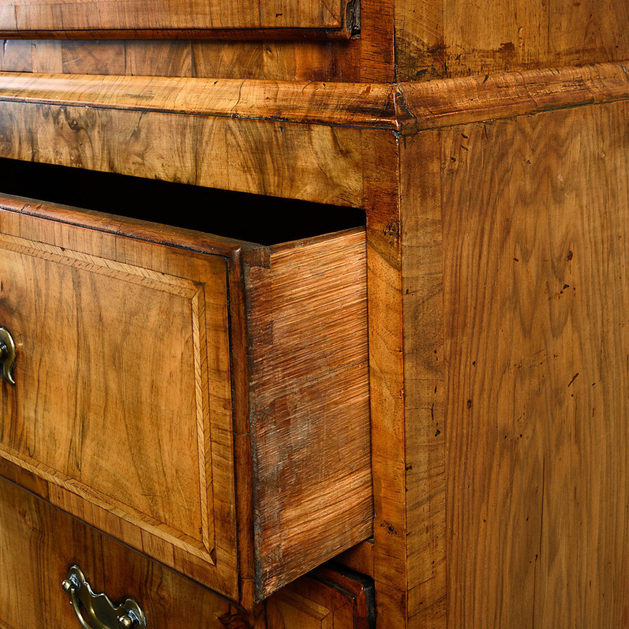 An early 18th century george ii period walnut chest on chest