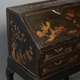 An 18th century chinese export black lacquer bureau