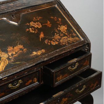 An 18th century chinese export black lacquer bureau