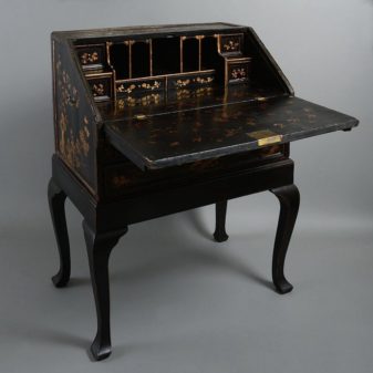 An 18th century chinese export black lacquer bureau