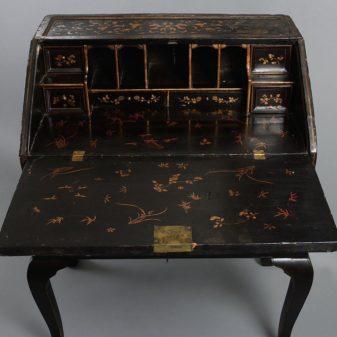 An 18th century chinese export black lacquer bureau