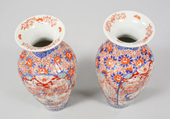 A large pair of 19th century imari vases