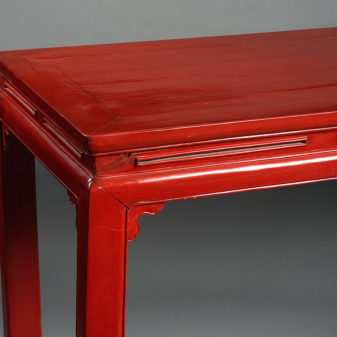 A 19th century red lacquer altar table