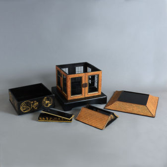 A 19th century bamboo and lacquer picnic box