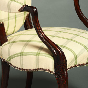 A late 18th century george iii period french hepplewhite mahogany armchair