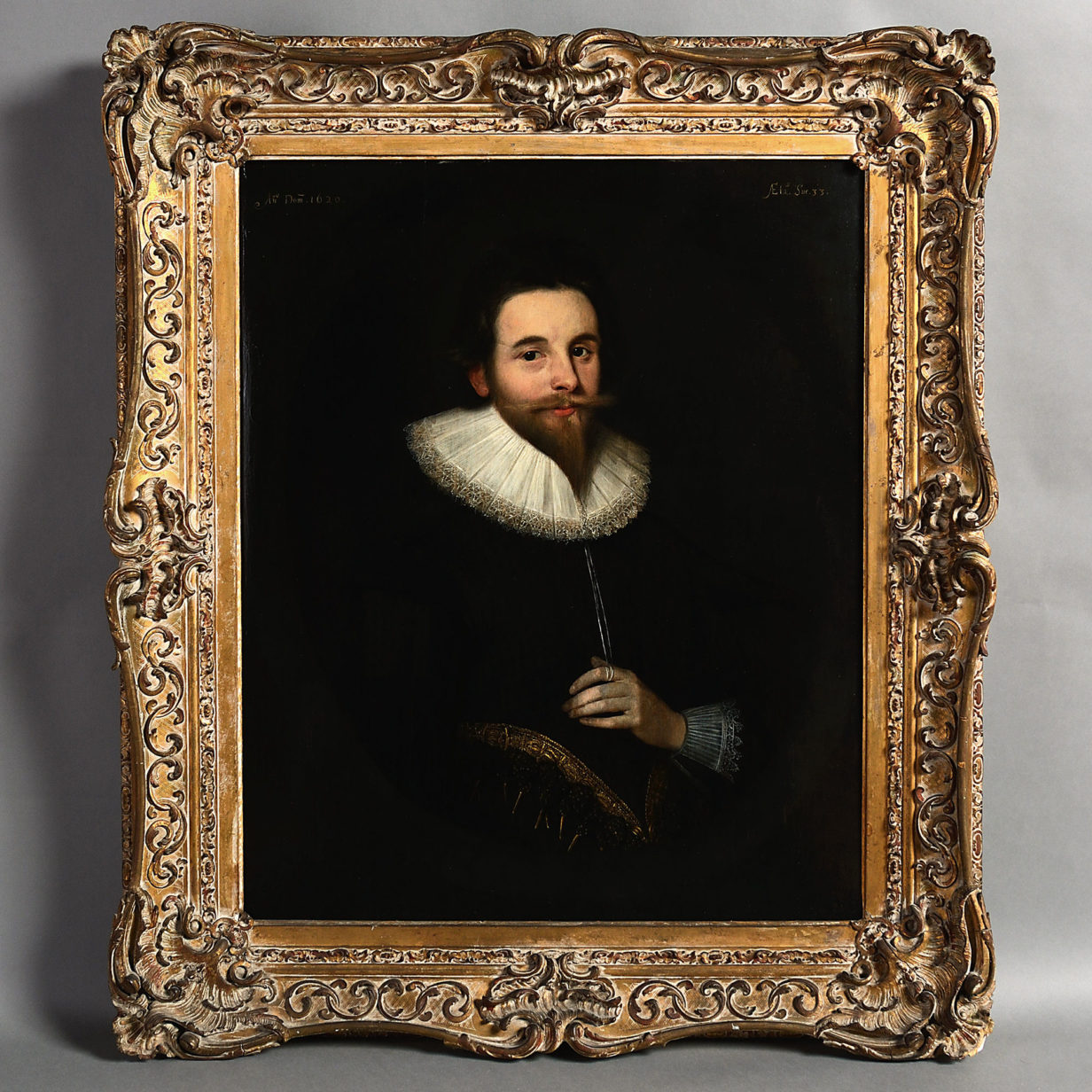 Atrributed to cornelius johnson (1593-1661) portrait of a gentleman