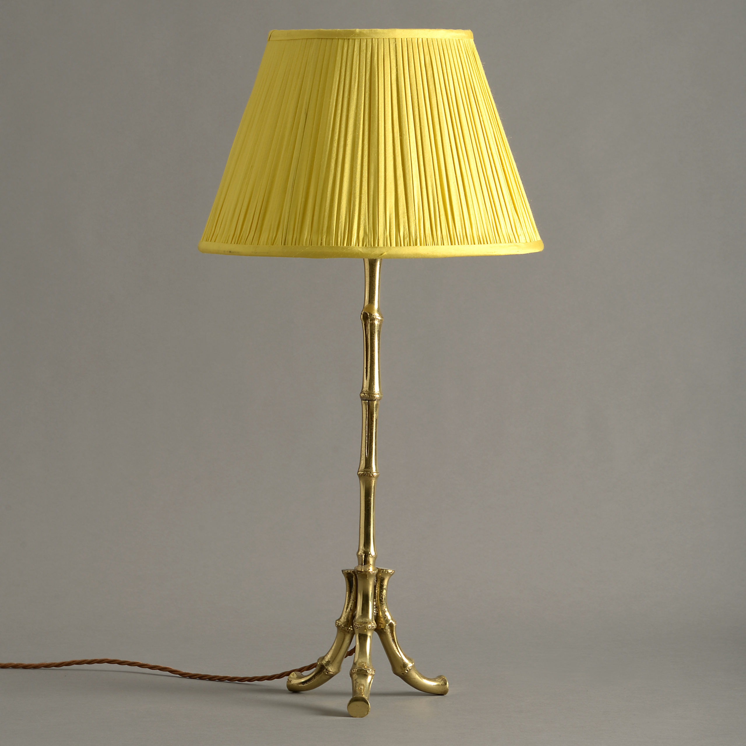 Vintage Bamboo Bundle Wrapped in Brass with Solid Brass Base 1930's Floor  Lamp