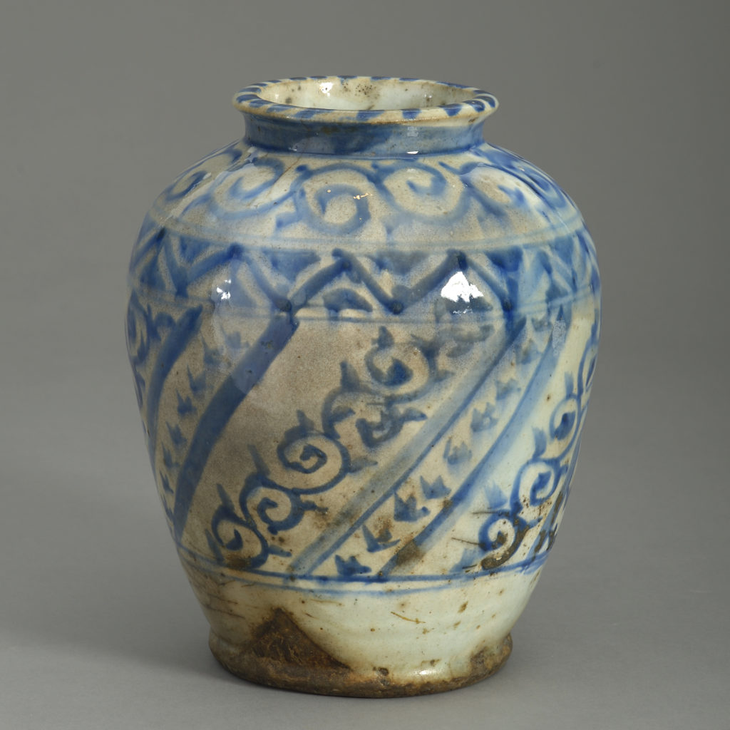 19th Century Blue and White Glazed Persian Vase | Timothy Langston Fine ...